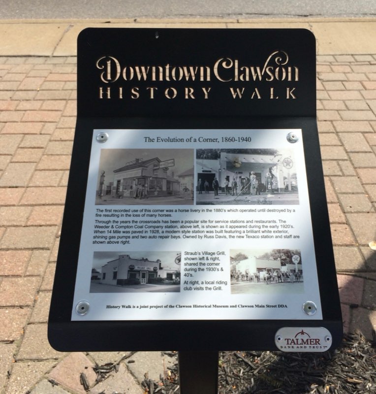 Downtown Clawson History Walk plaque